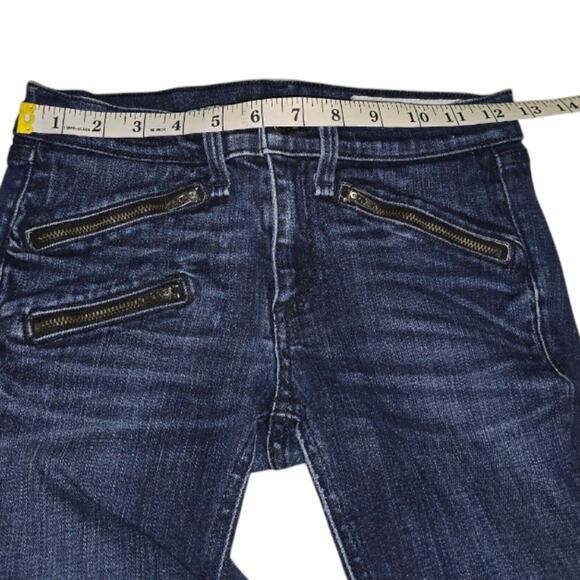 Rag & Bone Skinny Cropped Low Rise Blue Jeans with Zippers Kensington 25 - Picture 4 of 9